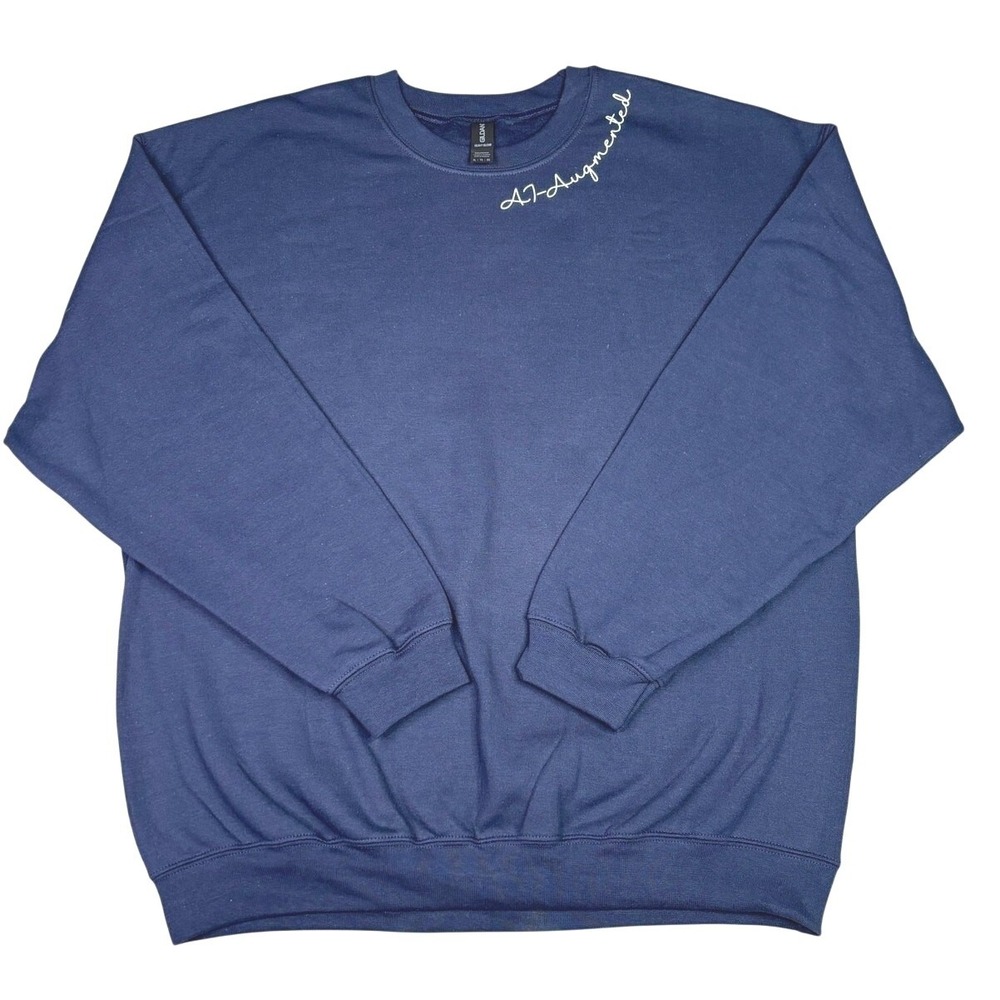 Gildan Heavy‎ Blend Navy Blue AI-Augmented Embroidered Sweatshirt Mens XL